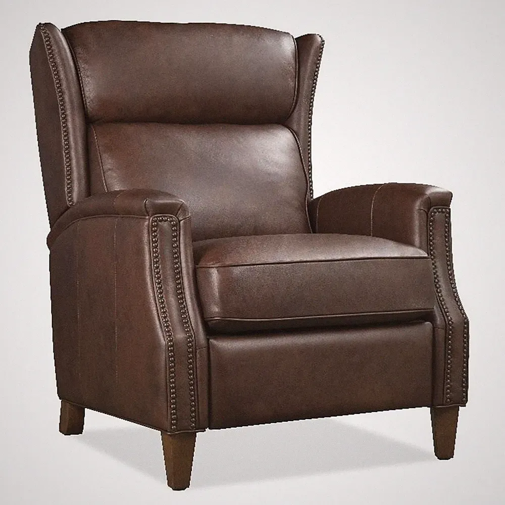 Beaumont Lane Lansing Power Recliner with Power Headrest in Brown Leather