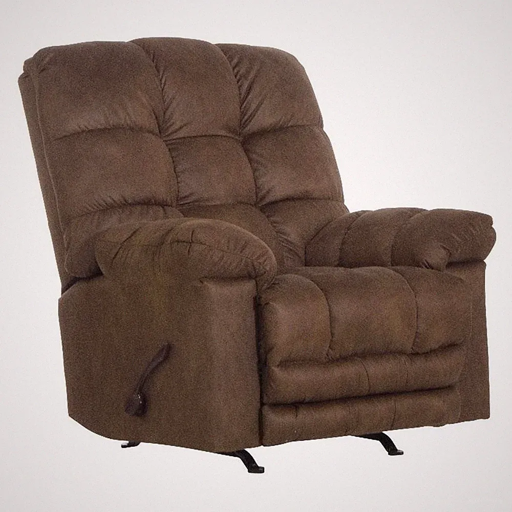 Catnapper Cochran Oversized Extension Footrest Rocker Recliner in Brown Fabric