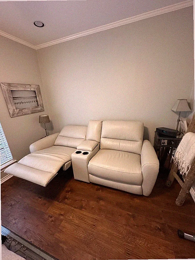 loveseat sofa recliner 88" beige leather perfect condition
