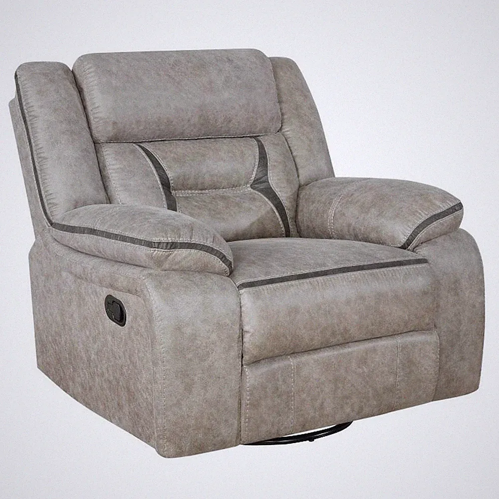 Maklaine Faux Leather Upholstered Tufted Back Glider Recliner Taupe