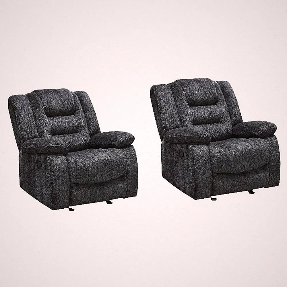 Pemberly Row Contemporary Misty Storm Glider Recliner Two Pack