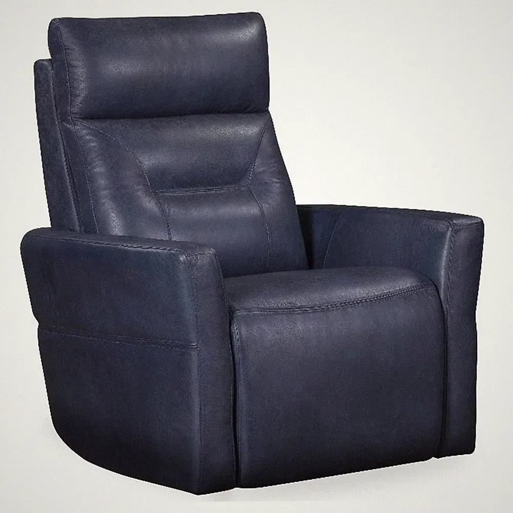 Pemberly Row Contemporary Vintage Navy Power Swivel Glider Recliner