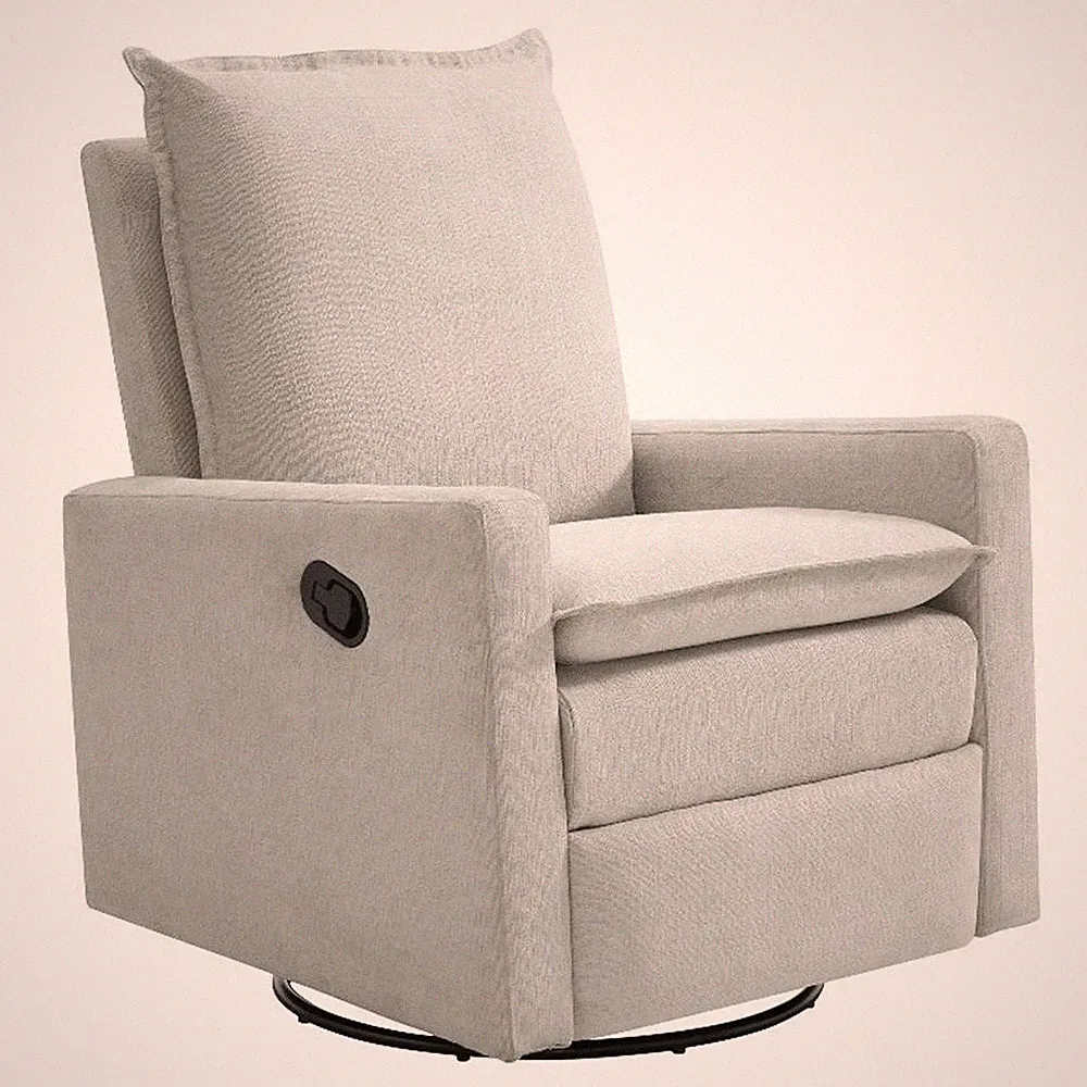 Pemberly Row Wood and Fabric Swivel Glider & Recliner in Sand Beige