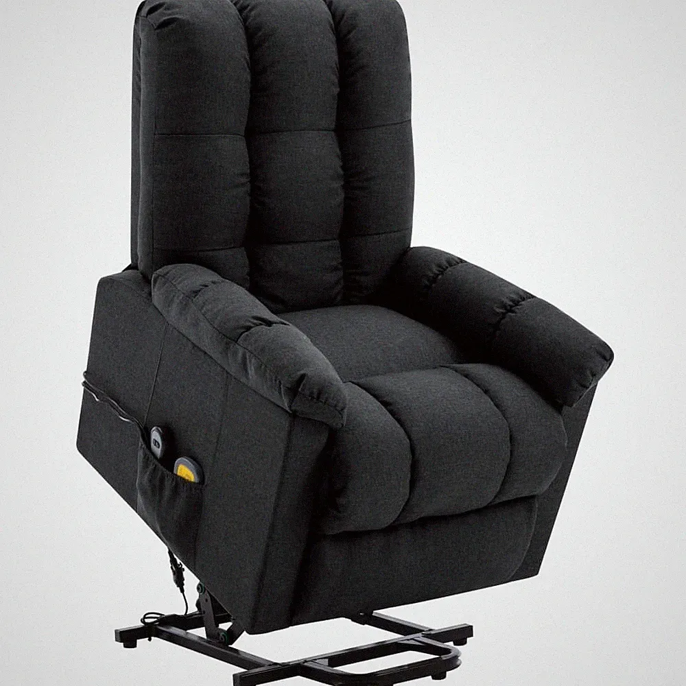 Power Lift Massage Recliner Dark Gray Fabric