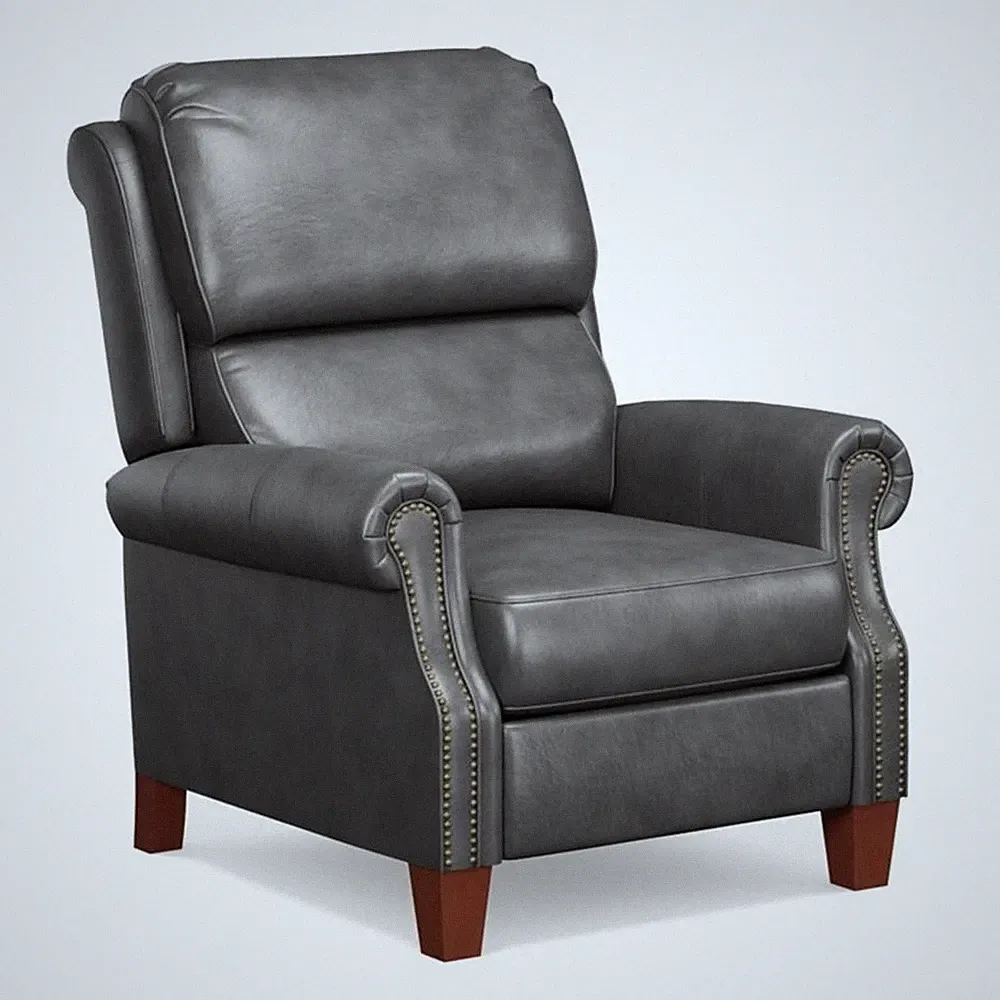Sunset Trading Alexander Pushback Contemporary Leather Recliner in Gray